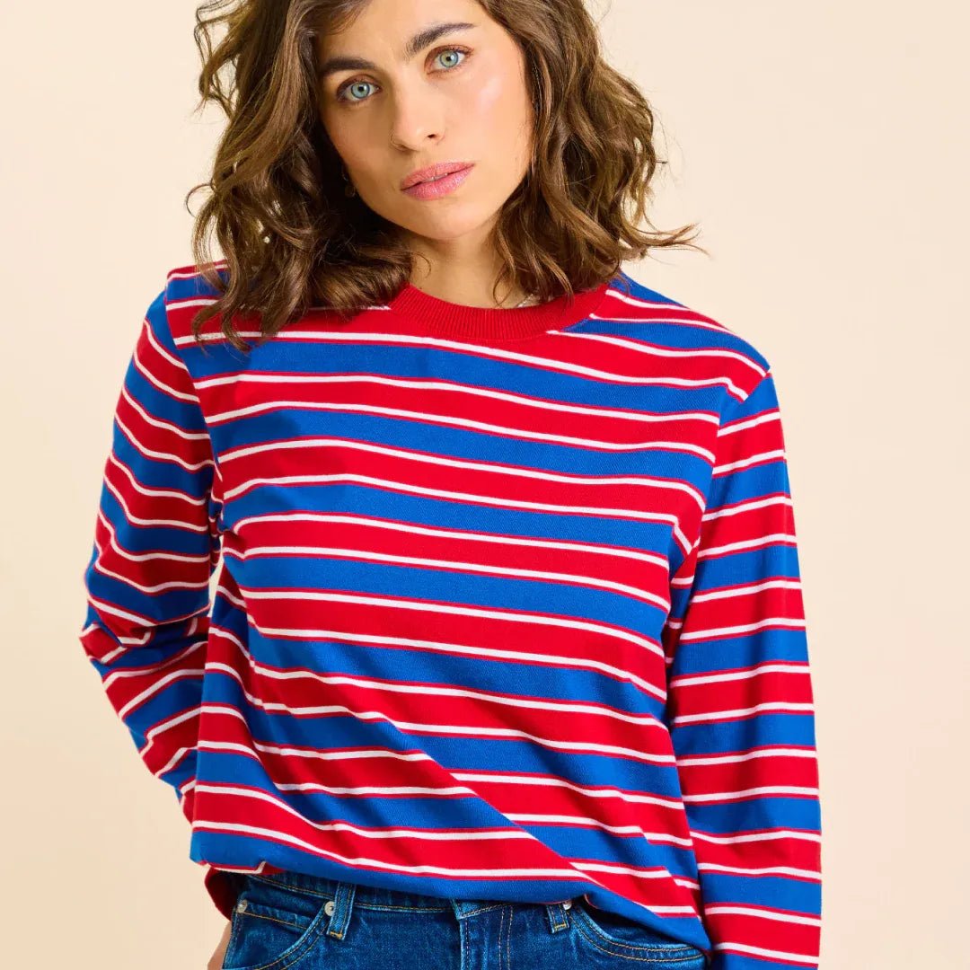 popeia - Langarmshirt Gestreift aus Bio - Baumwolle • Rot/Blau - ROSA ECK