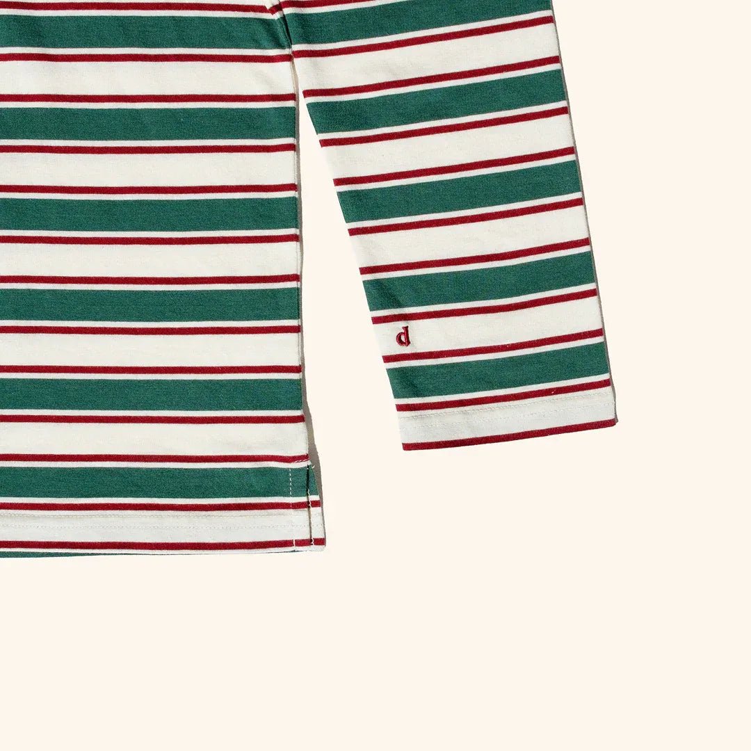 popeia - Poloshirt Gestreift aus Bio - Baumwolle • Dunkelgrün/Bordeaux - Poloshirt - ROSA ECK