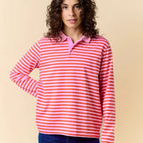 popeia - Poloshirt Gestreift aus Bio - Baumwolle • Pink/Rot - Poloshirt - ROSA ECK