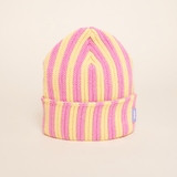 popeia - Special Beanie aus Merinowolle | Hellgelb/Pink - ROSA ECK - , ,
