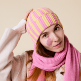 popeia - Special Beanie aus Merinowolle | Hellgelb/Pink - ROSA ECK - , ,