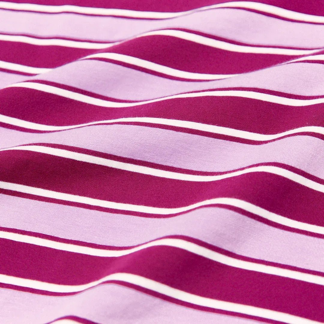 popeia - T-Shirt Gestreift aus Bio - Baumwolle • Aubergine/Pink - ROSA ECK