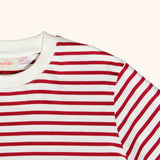 popeia - T-Shirt Gestreift aus Bio - Baumwolle | Bordeaux/Off - White - T-Shirt - ROSA ECK Concept Store