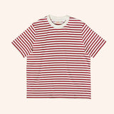 popeia - T-Shirt Gestreift aus Bio - Baumwolle | Bordeaux/Off - White - T-Shirt - ROSA ECK Concept Store