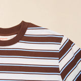 Gestreiftes T-Shirt in Braun und Hellblau – Ansicht 6