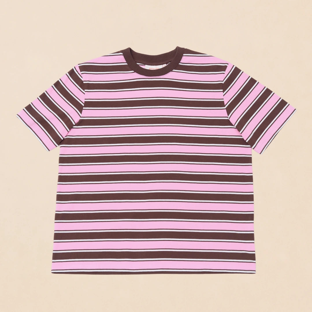 Gestreiftes T-Shirt in Braun und Pink – Ansicht 2