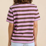 Gestreiftes T-Shirt in Braun und Pink – Ansicht 3