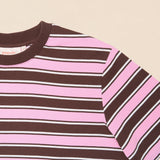 Gestreiftes T-Shirt in Braun und Pink – Ansicht 5
