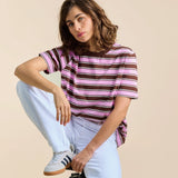 Gestreiftes T-Shirt in Braun und Pink – Ansicht 6