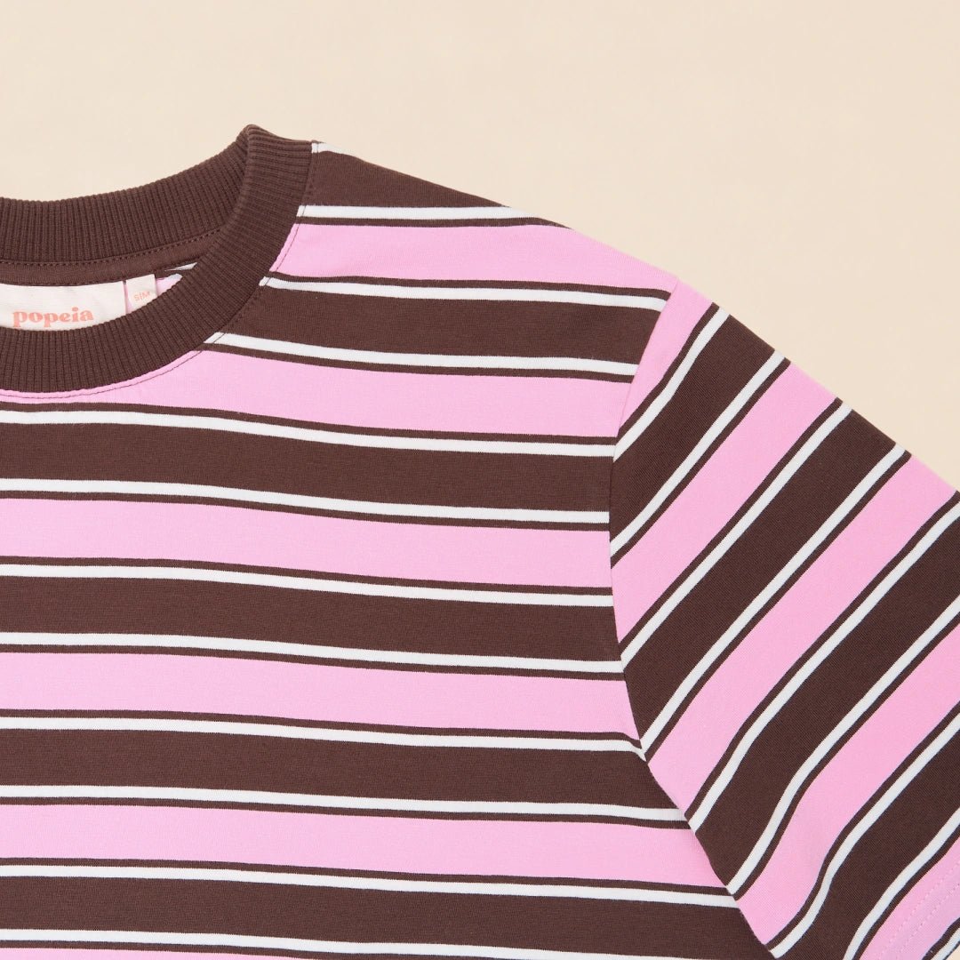 Gestreiftes T-Shirt in Braun und Pink – Ansicht 5
