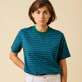 popeia - T-Shirt Gestreift aus Bio - Baumwolle • Dunkelgrün/Blau - T-Shirt - ROSA ECK