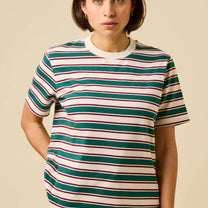 popeia - T-Shirt Gestreift aus Bio - Baumwolle • Dunkelgrün/Bordeaux - T-Shirt - ROSA ECK