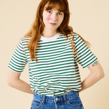 popeia - T-Shirt Gestreift aus Bio - Baumwolle | Grün/Weiß - T-Shirt - ROSA ECK - Basics, Gestreift,
