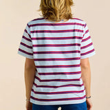 popeia - T-Shirt Gestreift aus Bio - Baumwolle • Königsblau/Rot - ROSA ECK