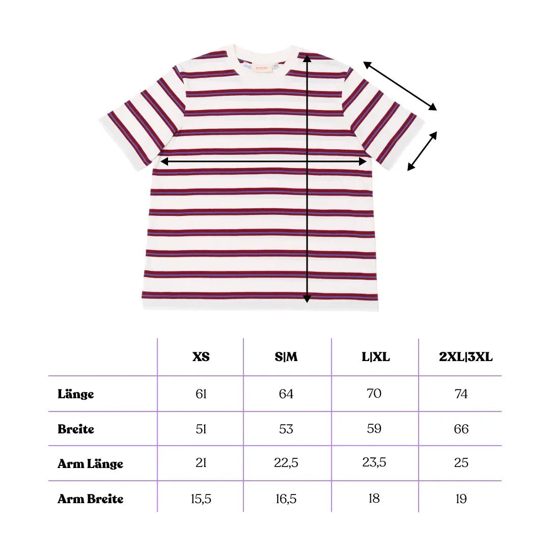 popeia - T-Shirt Gestreift aus Bio - Baumwolle • Königsblau/Rot - ROSA ECK