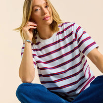 popeia - T-Shirt Gestreift aus Bio - Baumwolle • Königsblau/Rot - ROSA ECK