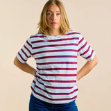 popeia - T-Shirt Gestreift aus Bio - Baumwolle • Königsblau/Rot - ROSA ECK