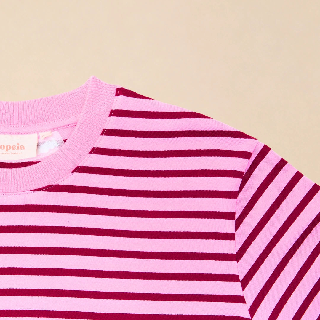 Gestreiftes T-Shirt in Pink und Dunkelrot – Ansicht 6