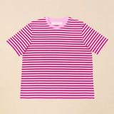 Gestreiftes T-Shirt aus Bio-Baumwolle in Pink und Dunkelrot