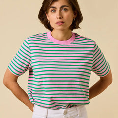popeia - T-Shirt Gestreift aus Bio - Baumwolle | Pink/Grün - T-Shirt - ROSA ECK Concept Store