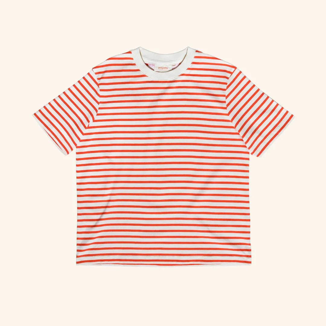 popeia - T-Shirt Gestreift aus Bio - Baumwolle | Popeia Rot/Off - White - T-Shirt - ROSA ECK Concept Store