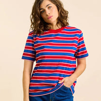 popeia - T-Shirt Gestreift aus Bio - Baumwolle • Rot/Blau - ROSA ECK