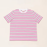 popeia - T-Shirt Gestreift aus Bio - Baumwolle • Weiß/Pink - ROSA ECK