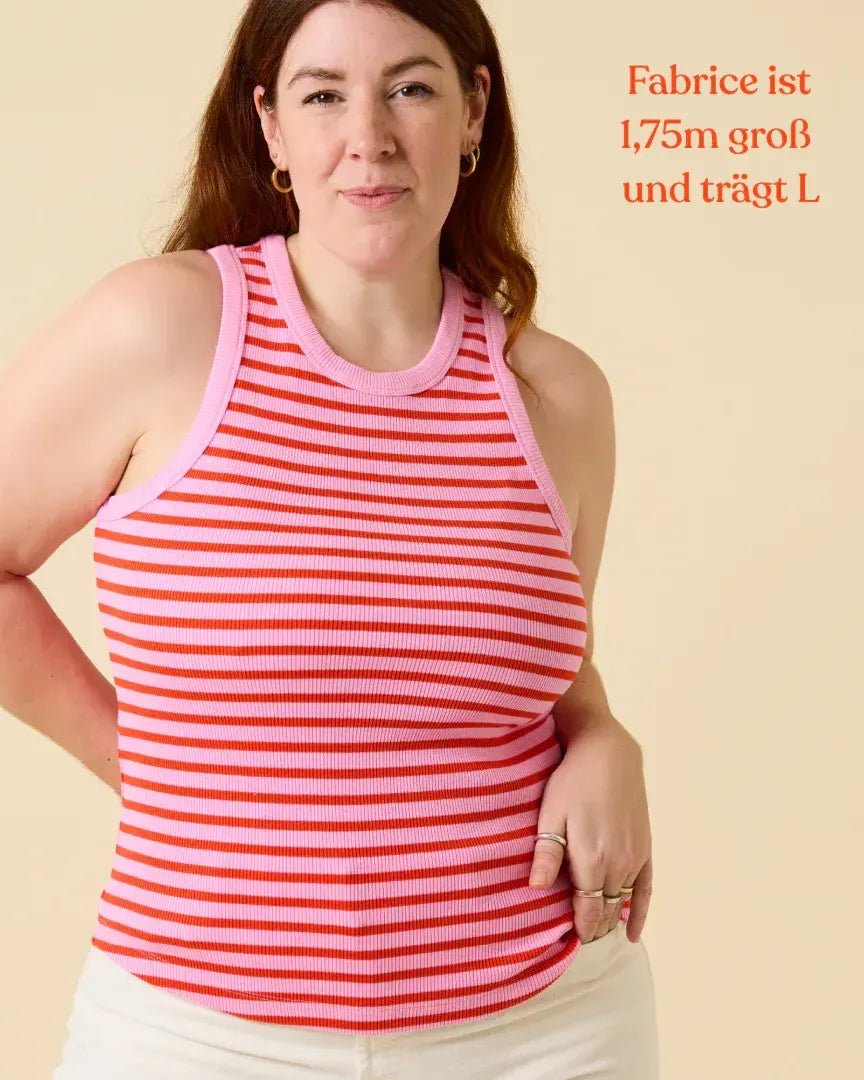 popeia - THE 24/7 Top aus Bio - Baumwolle • Gestreift in Pink/Rot - Top - ROSA ECK Concept Store
