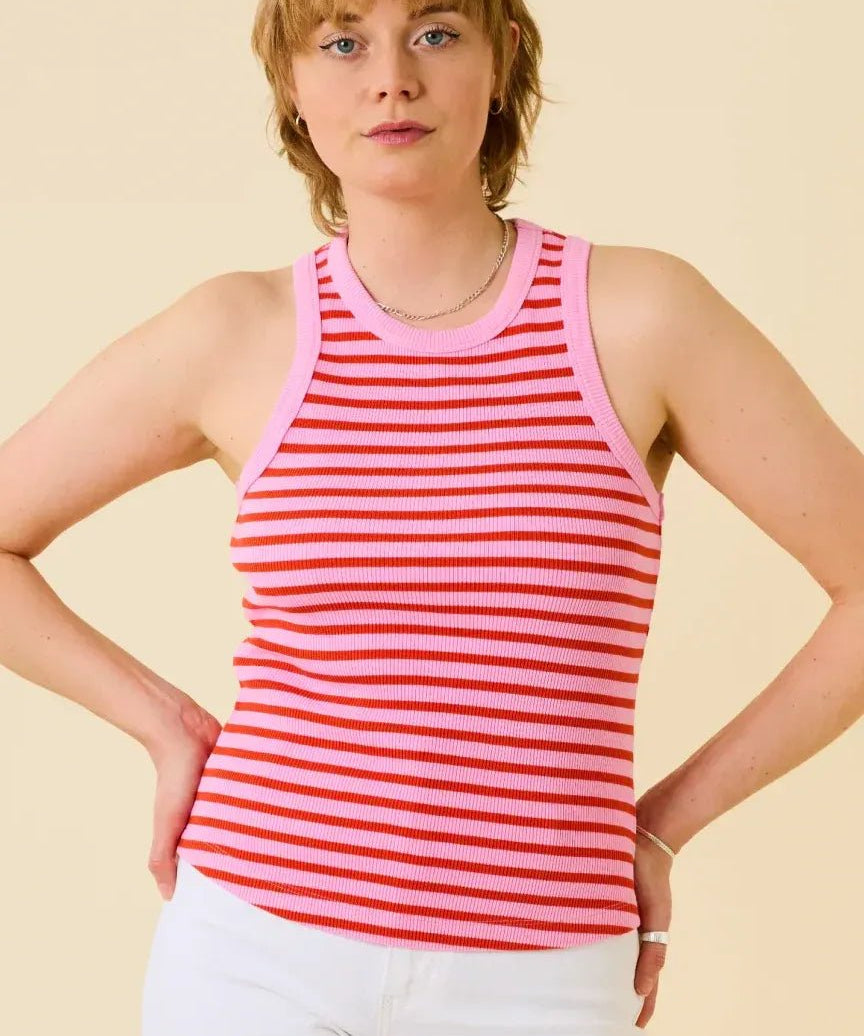 popeia - THE 24/7 Top aus Bio - Baumwolle • Gestreift in Pink/Rot - Top - ROSA ECK Concept Store