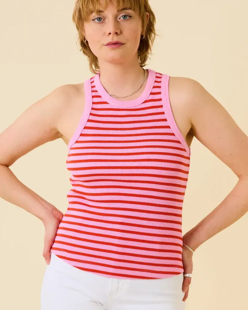 popeia - THE 24/7 Top aus Bio - Baumwolle • Gestreift in Pink/Rot - Top - ROSA ECK Concept Store