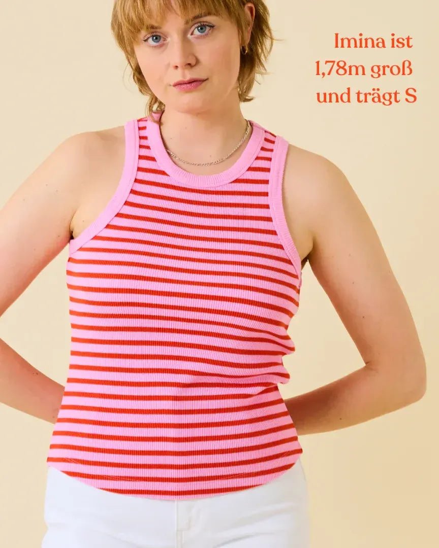 popeia - THE 24/7 Top aus Bio - Baumwolle • Gestreift in Pink/Rot - Top - ROSA ECK Concept Store