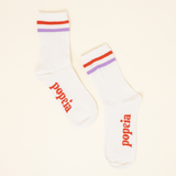popeia - THE SPORTY Socken aus Bio - Baumwolle | Weiß mit Streifen - ROSA ECK - , ,