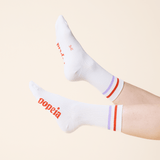 popeia - THE SPORTY Socken aus Bio - Baumwolle | Weiß mit Streifen - ROSA ECK - , ,