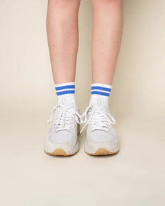 popeia - THE TENNIS Ankle Socken aus Bio - Baumwolle • Blaue Streifen - Socken - ROSA ECK Concept Store