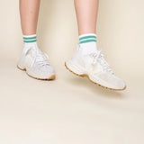 popeia - THE TENNIS Ankle Socken aus Bio - Baumwolle • Grüne Streifen - Socken - ROSA ECK Concept Store