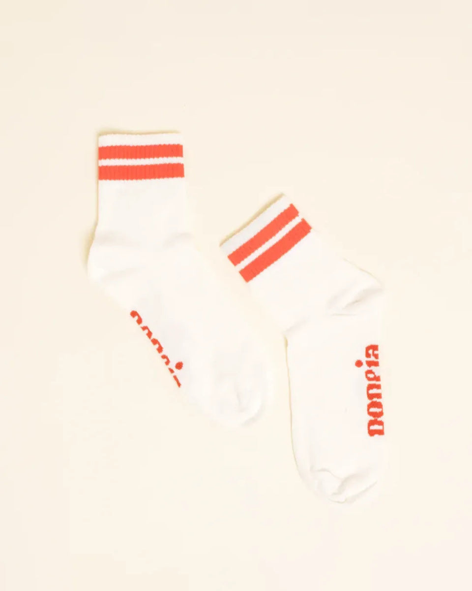 popeia - THE TENNIS Ankle Socken aus Bio - Baumwolle • Rote Streifen - Socken - ROSA ECK Concept Store