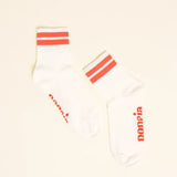 popeia - THE TENNIS Ankle Socken aus Bio - Baumwolle • Rote Streifen - Socken - ROSA ECK Concept Store