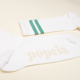 popeia - THE TENNIS Socken aus Bio - Baumwolle | Grüne Streifen - ROSA ECK - , ,