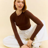 popeia - TIGHT Langarmshirt aus Bio - Baumwolle • Dunkelbraun - ROSA ECK