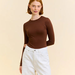 popeia - TIGHT Langarmshirt aus Bio - Baumwolle • Dunkelbraun - ROSA ECK