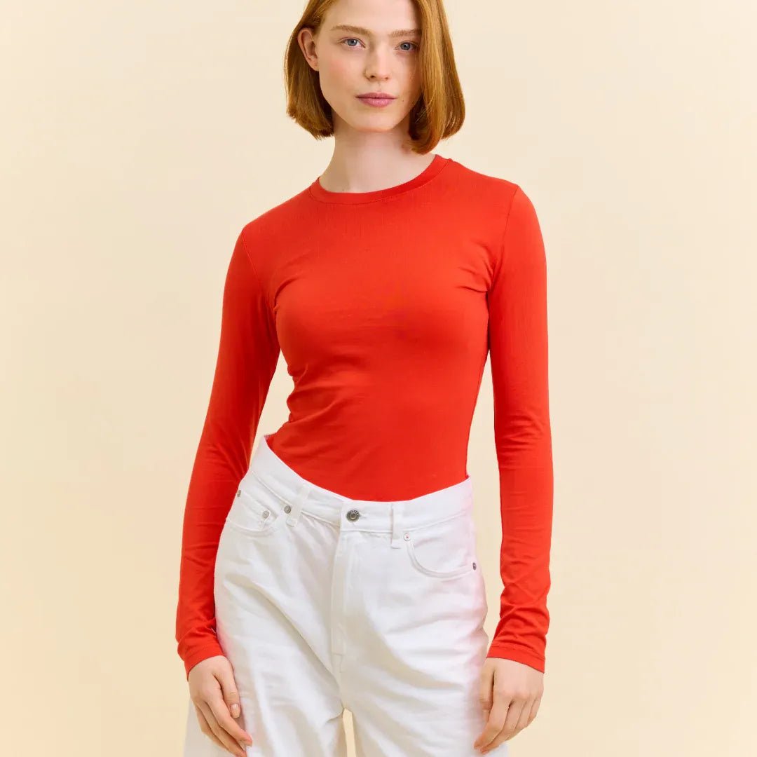 popeia - TIGHT Langarmshirt aus Bio - Baumwolle • Rot - ROSA ECK