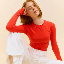 popeia - TIGHT Langarmshirt aus Bio - Baumwolle • Rot - ROSA ECK
