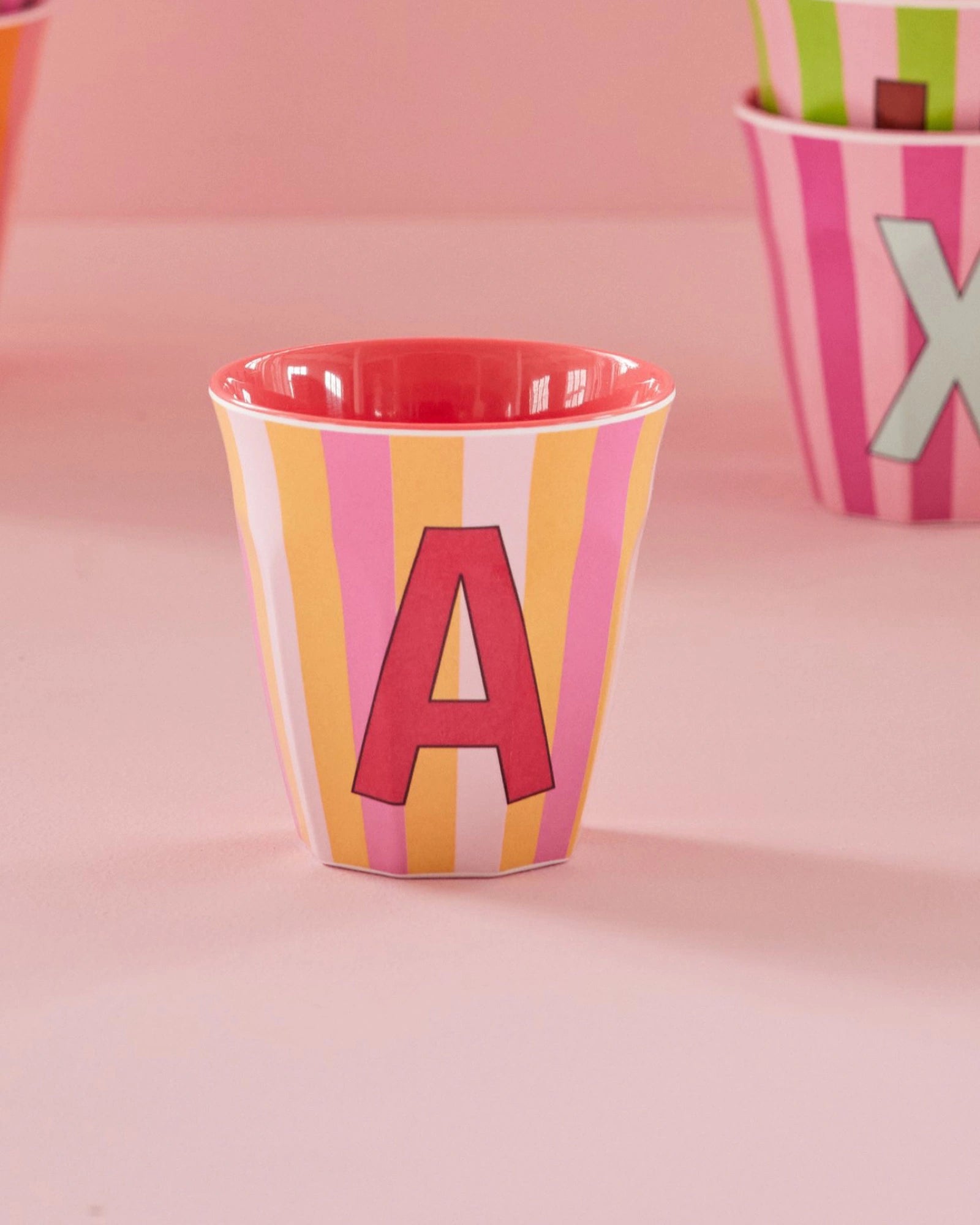 rice Buchstabenbecher (250 ml) – A Stripes, Pink