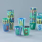 rice Buchstabenbecher (250 ml) – E Stripes, Blau