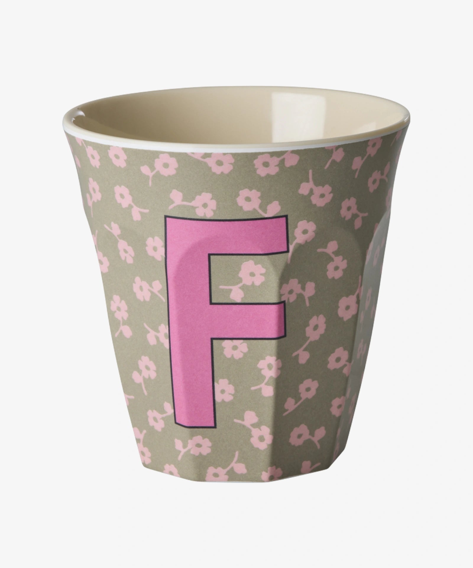 rice Buchstabenbecher (250 ml) – F Flowers, Dunkles Sand