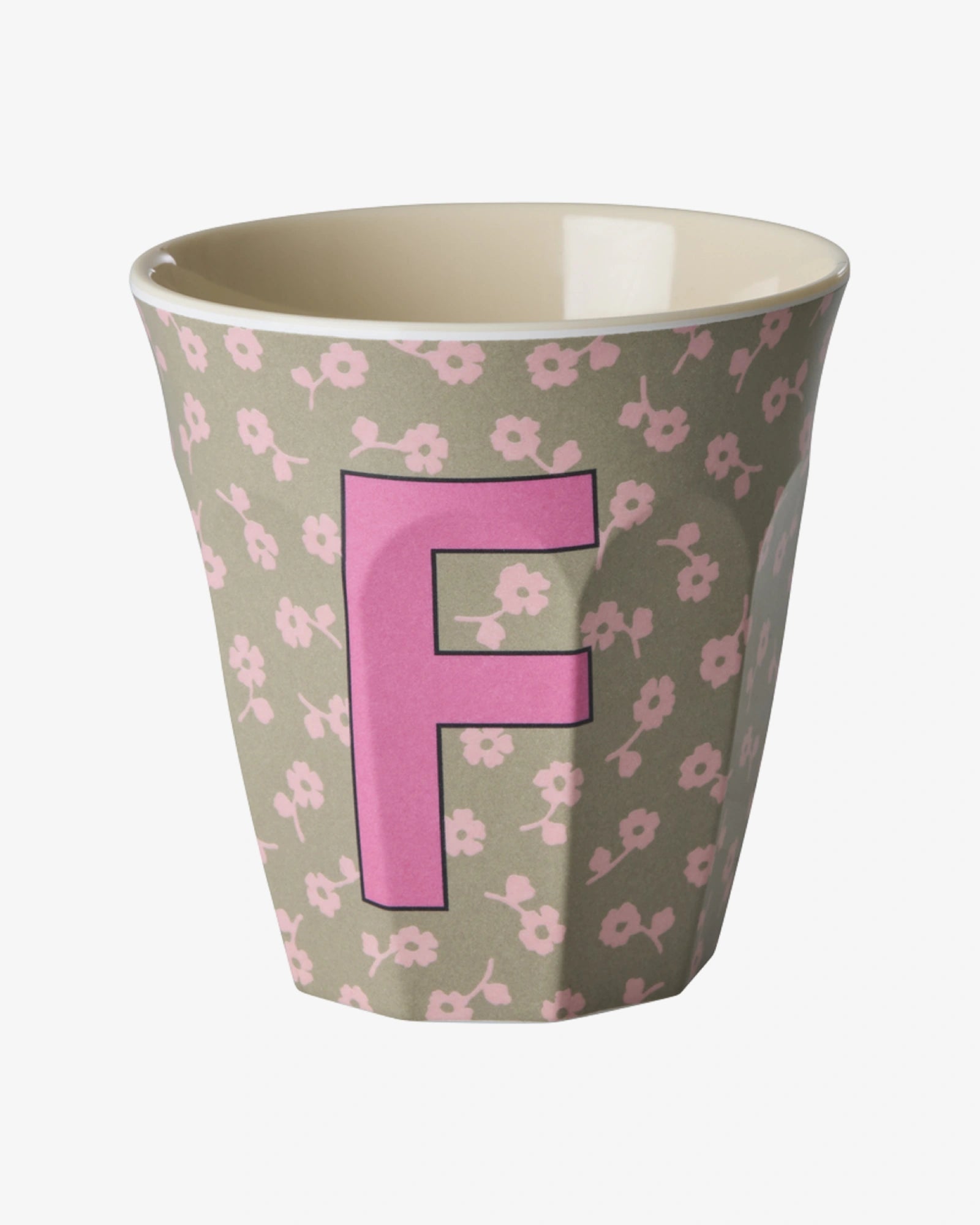 rice Buchstabenbecher (250 ml) – F Flowers, Dunkles Sand