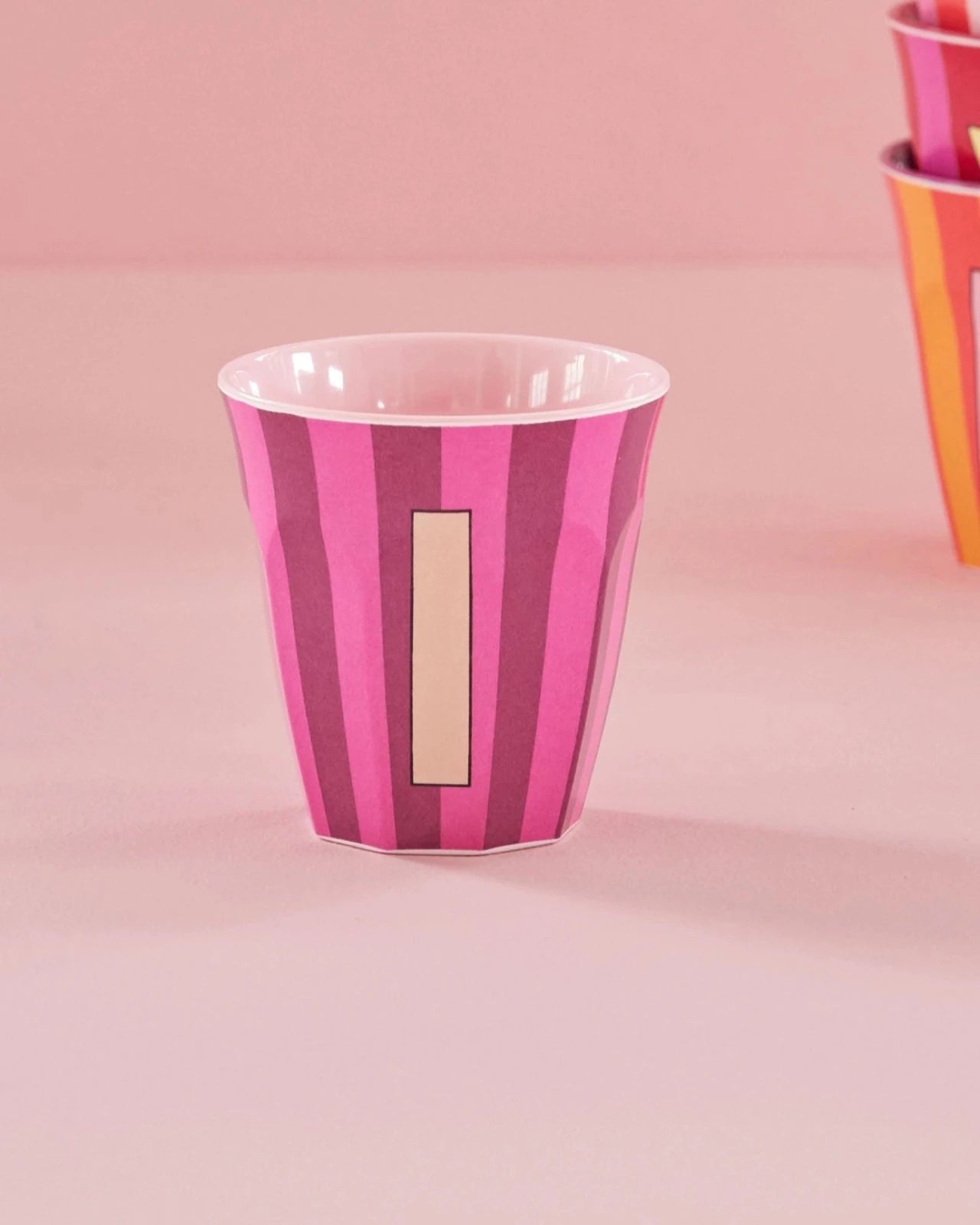 rice Buchstabenbecher (250 ml) – I Stripes, Pink