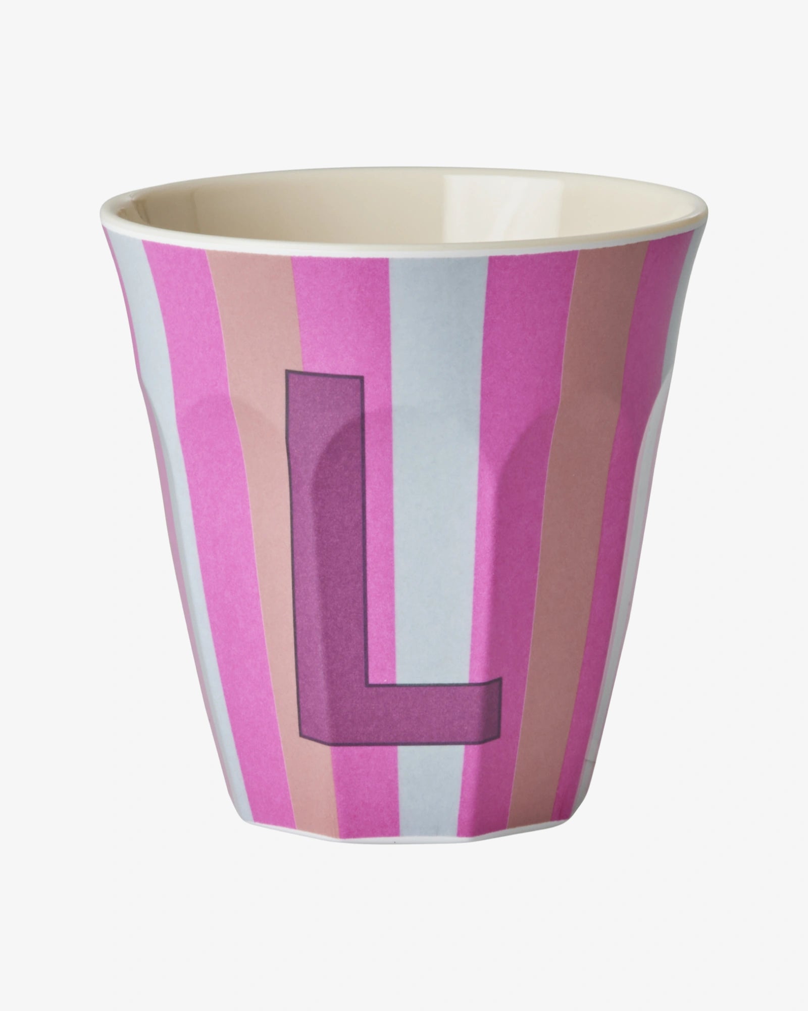 rice Buchstabenbecher (250 ml) – L Stripes, Mehrfarbig