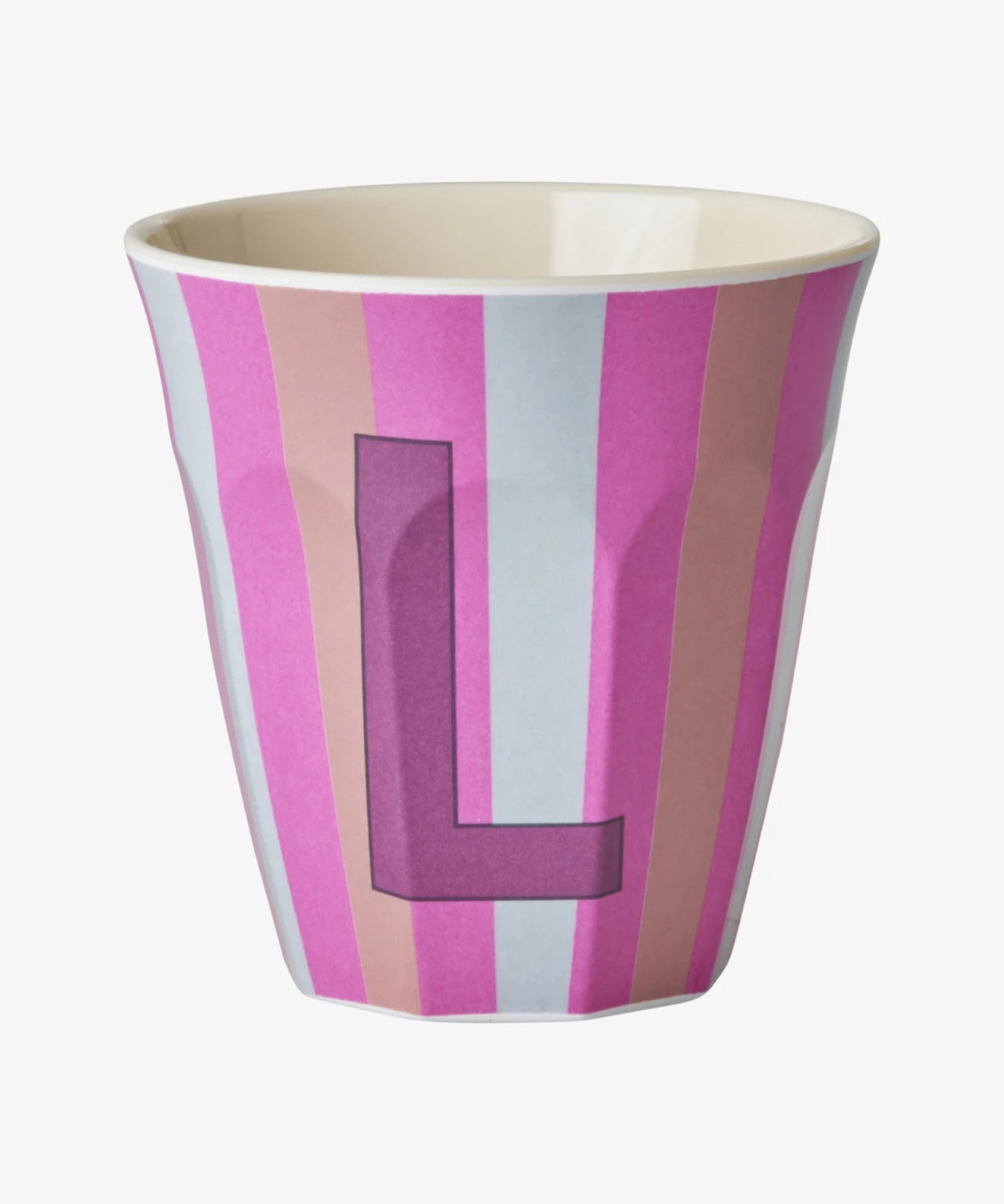 rice Buchstabenbecher (250 ml) – L Stripes, Mehrfarbig