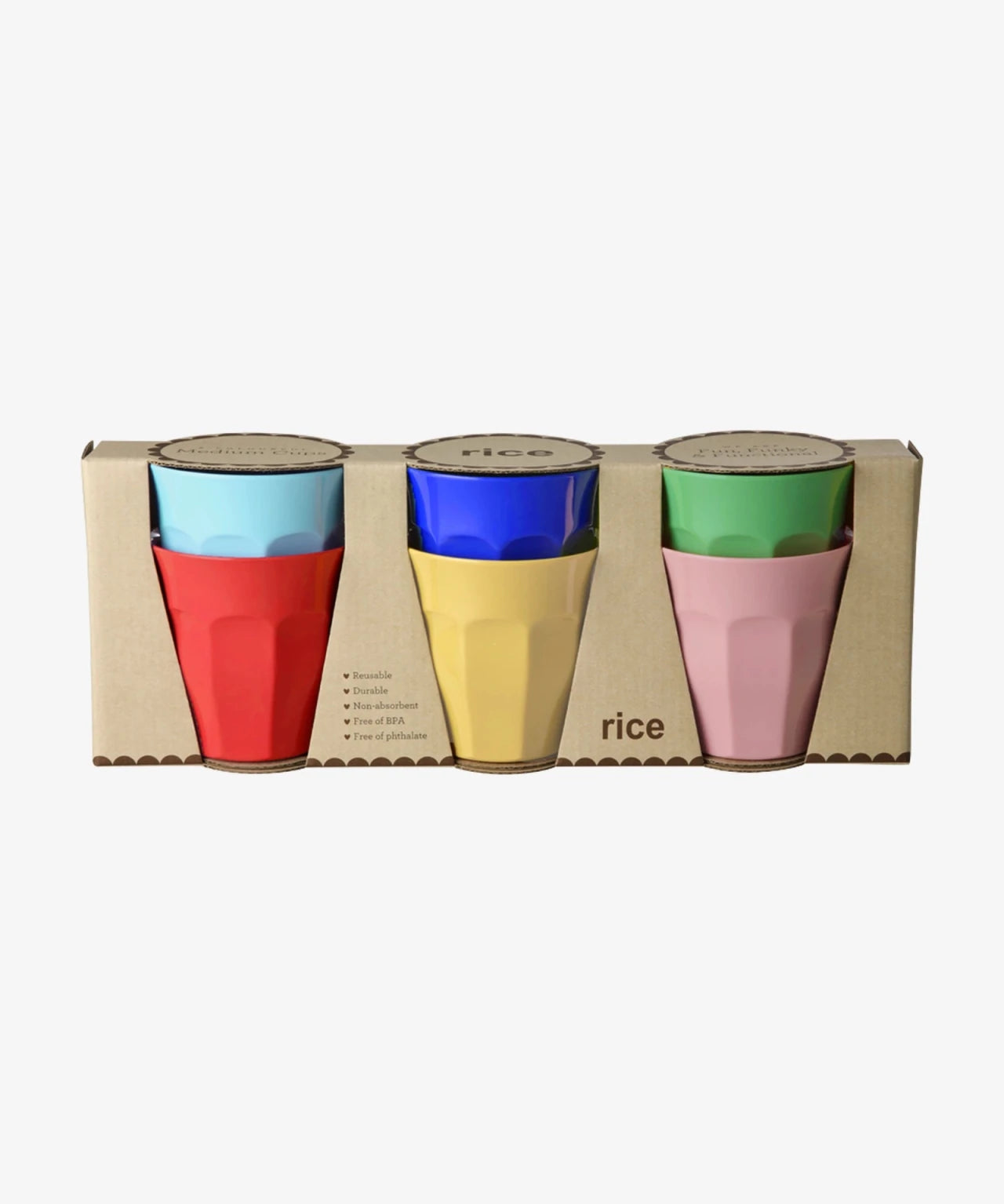 rice Melaminbecher 6er-Set (250 ml) – Solid Colors